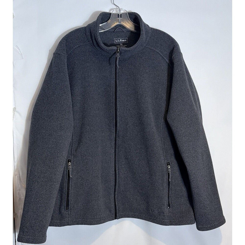 LL Bean Charcoal Gray Sweater Fleece  Full Zip Jacket 3XL